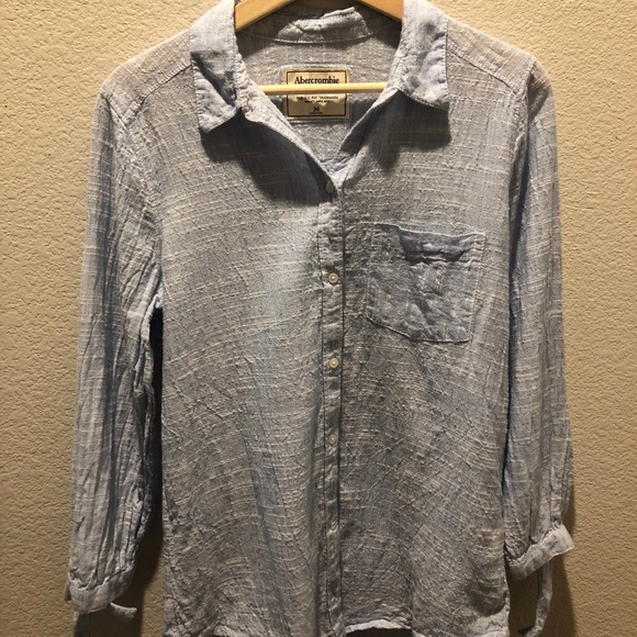 A&F Tie Sleeve Shirt Size M - Picture 2 of 5